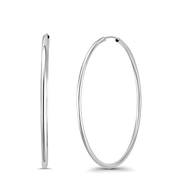 14K White Gold Round Hoop Huggie Earrings Wholesale
